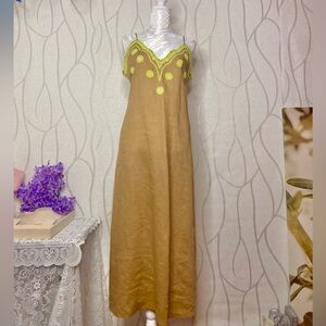 🌹 Zara 🌹 100% Linen Lace Embroidery Trim Dress NWOT